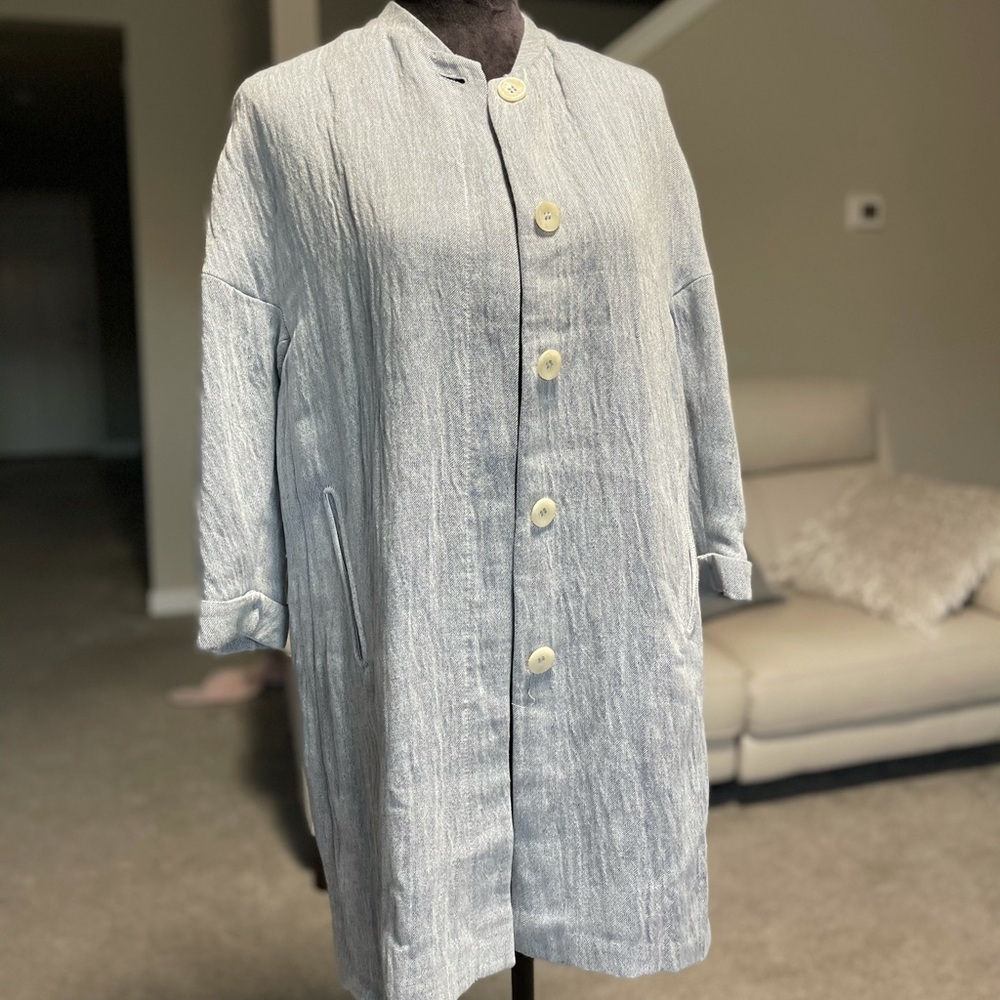 Zara Basic Outwear Linen/Denim Blazer
